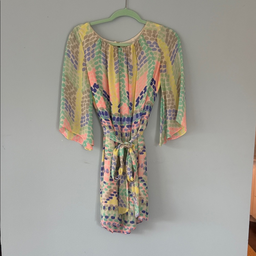 Shoshanna Pastel Multicolor Long Sleeve Dress